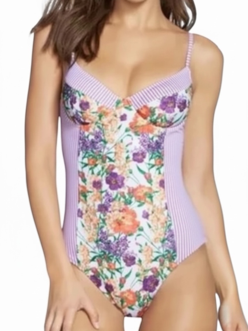 MINKPINK Wildflower Floral Stripe Underwire One Piece Swimsuit XS